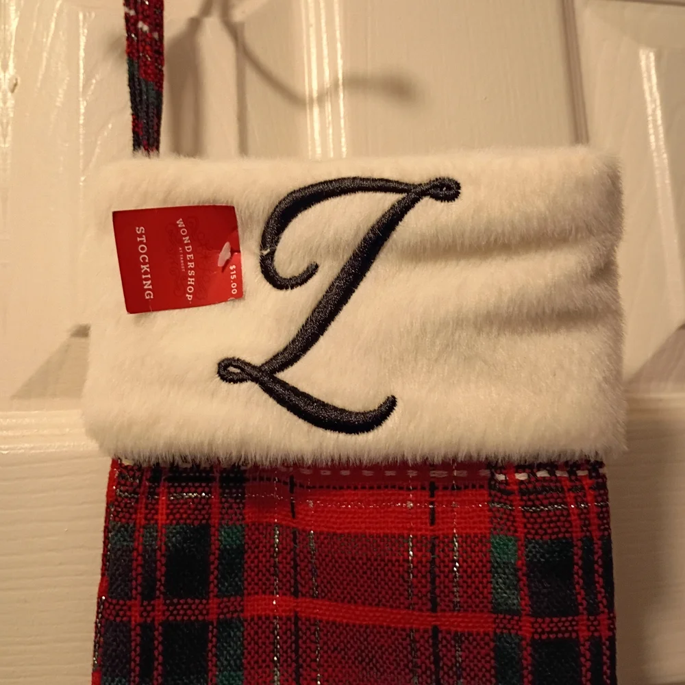 Wondershop Red and Black Plaid Stocking with Monogram Z